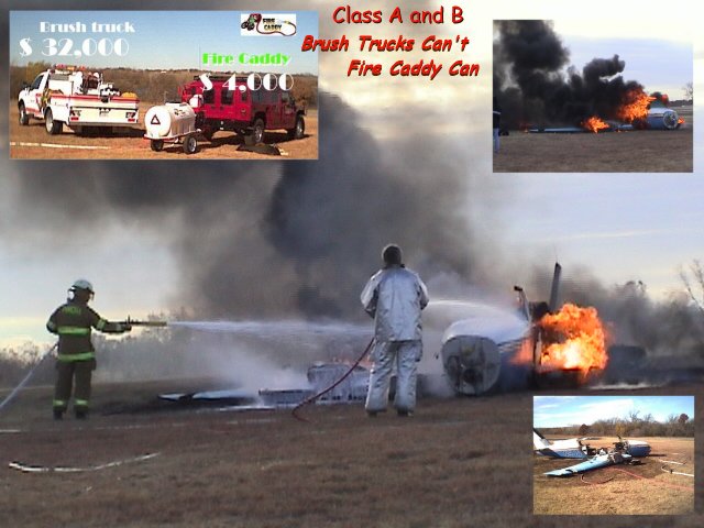 Fire Caddy, Class A and Class B fire system. FEMA crash simulation drill